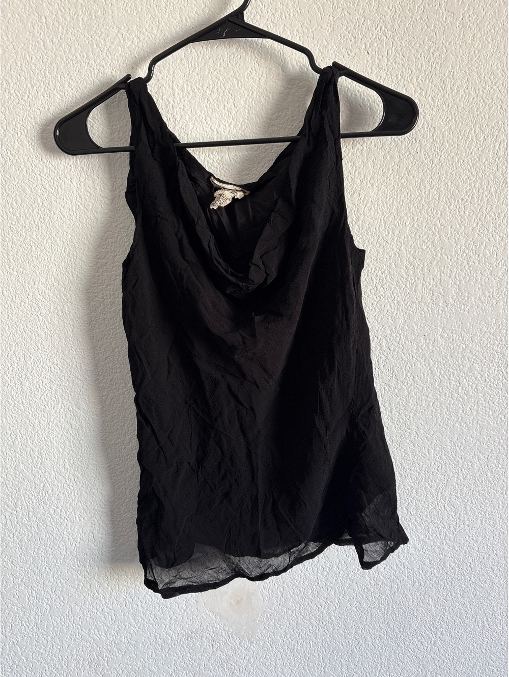 April Cornell Black Rayon Sleeveless Cowl Neck Tank Top, Size L